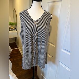 🌷French Laundry Black & White Striped Button-Front Top Size 2X 3/$30